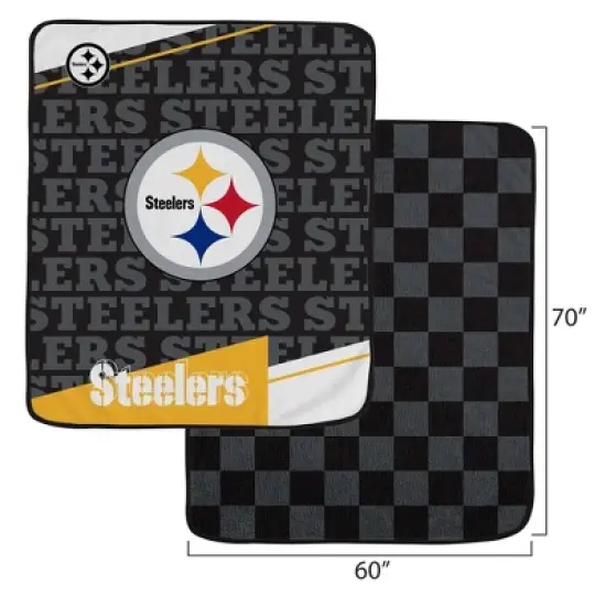 NFL Pittsburgh Steelers Diagonal Ghost Checker Double Sided Ultra Cozy Blanket image {2}