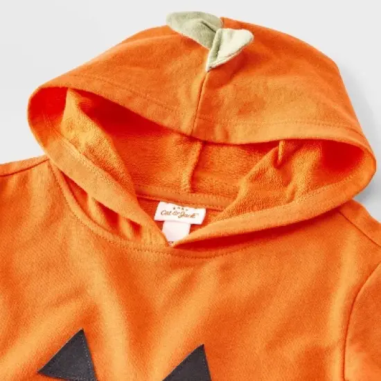 Baby Halloween Pumpkin Hooded Romper - Cat & Jack&trade; Orange image {2}