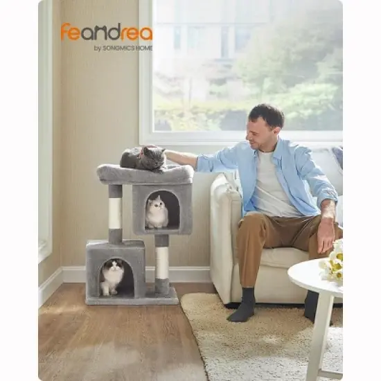 Feandrea Cat Tree, Cat Tower, Cat Condo, Large Cat Perch, 2 Cat Caves, Scratching Post image {1}