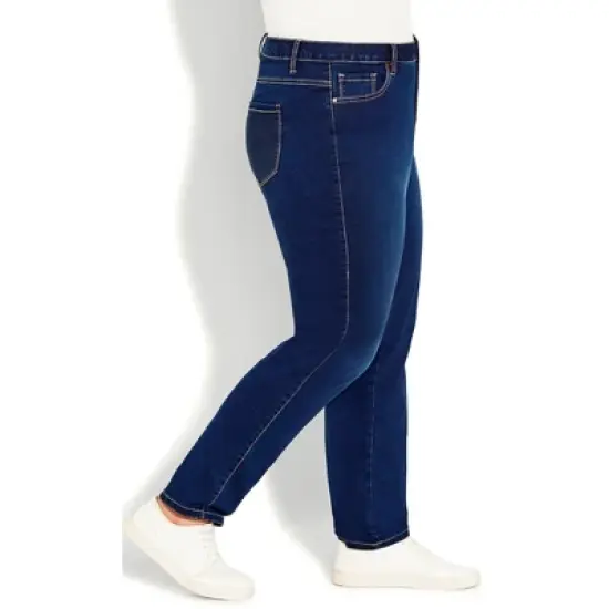 Women's Plus Size Butter Denim Straight Leg Jean Dark Wash - petite | AVENUE image {4}