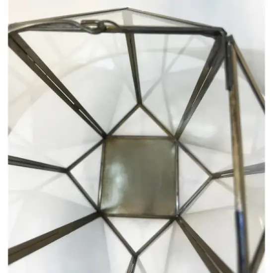 Essential Decor & Beyond Antique Brass 14" Glass and Metal Lantern Decorative Accent image {4}