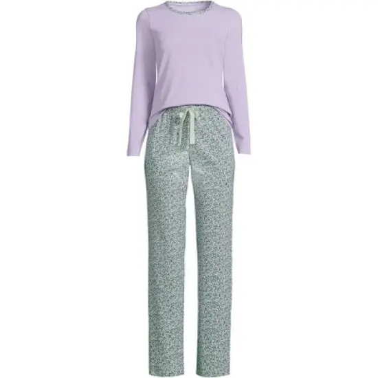 Lands' End Women's Knit Pajama Set Long Sleeve T-Shirt and Pants image {9}