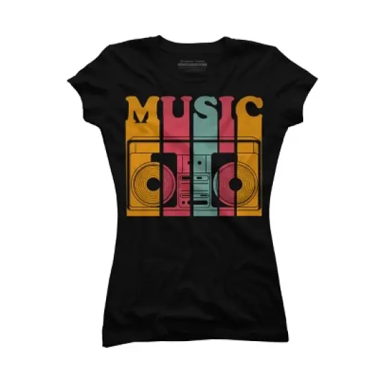Junior's Design By Humans Retro Music Boombox By worldtraveler T-Shirt image {2}