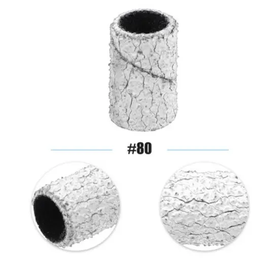 Unique Bargains Nail Drill Bits 80 Grit Sanding Bands Set 100 Pcs White image {2}