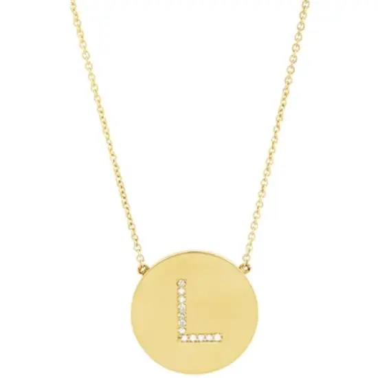 SHINE by Sterling Forever 14K Gold Plated Sterling Silver CZ Round Initial Necklace image {7}