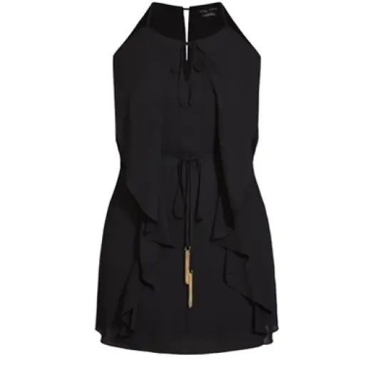 Women's Plus Size Waterfall Tunic  - Black | CITY CHIC image {2}