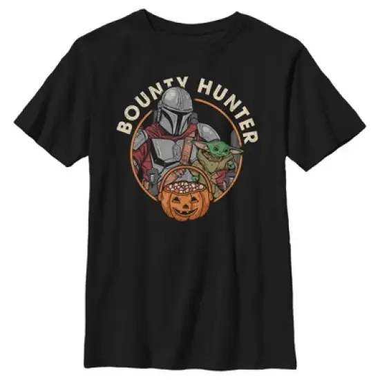 Boy's Star Wars: The Mandalorian Halloween Candy Bounty Hunter Din Djarin and Grogu T-Shirt image {4}