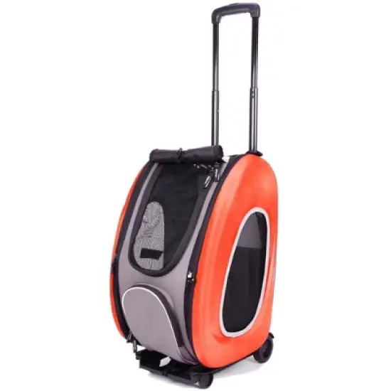 Ibiyaya Compact Multifunctional 5-in-1 EVA Convertible Foldable Small Pet Carrier/Stroller Combo System for Dog or Cat up to 16 Pounds, Orange image {3}