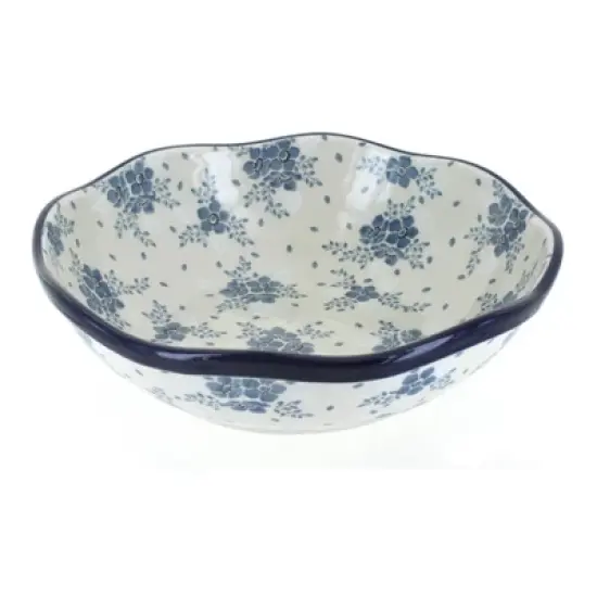 Blue Rose Polish Pottery 273 Ceramika Artystyczna Large Scallop Bowl image {6}