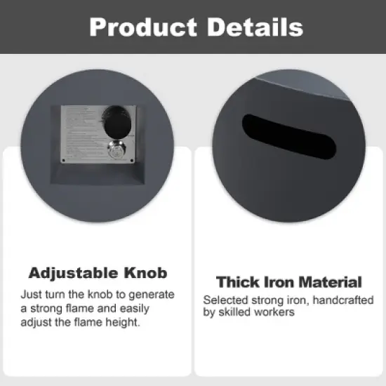 UPHA 28-inch Outdoor Round Fire Pit Table Propane for Outside Patio with Tank Cover image {4}