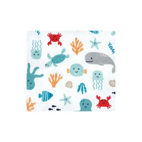Hudson Baby Infant Boy Cotton Flannel Receiving Blankets Bundle, Sea Characters, One Size image {2}
