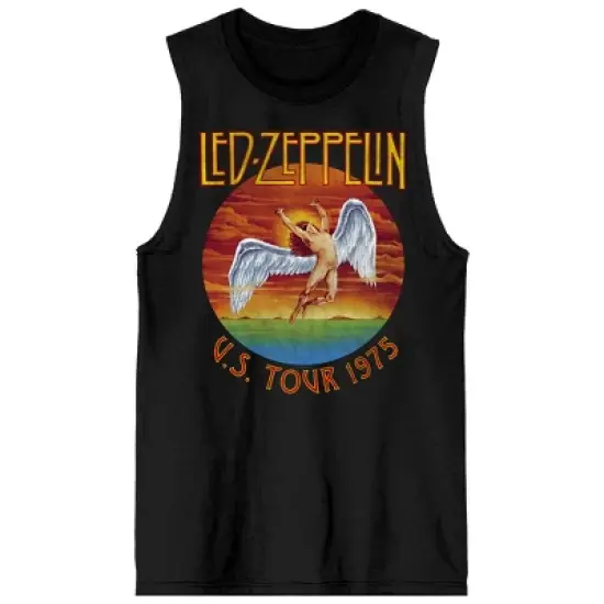 Led Zeppelin U.S. Tour 1975 Crew Neck Sleeveless Black Men's Tank Top image {3}