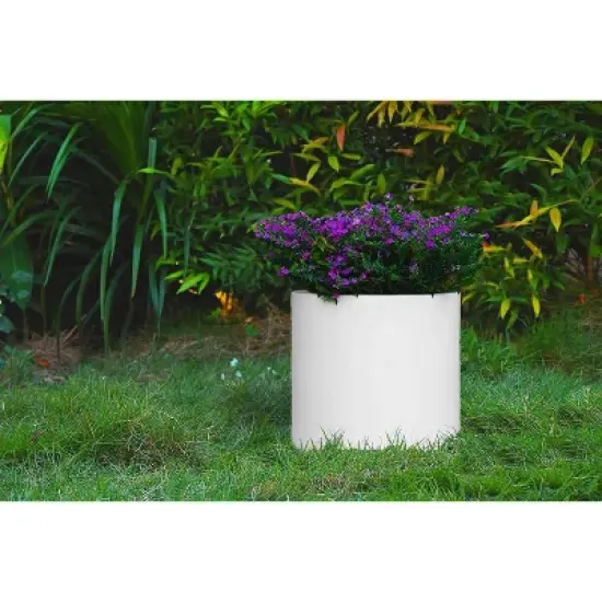 Rosemead Home & Garden, Inc. 12.9" Wide Modern Indoor/Outdoor Concrete/Fiberglass Planter Pure White image {4}