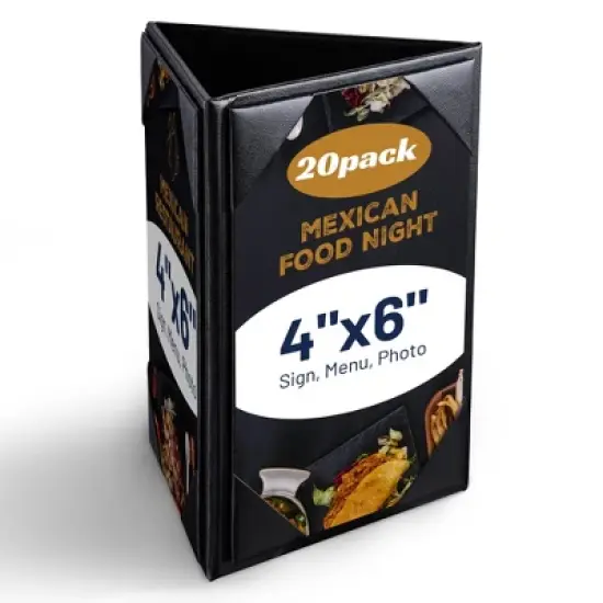 Yescom WeChef 20 Pack 4"x6" 3 Sides Table Tent Holder Menu Holder Bar Cafe Restaurant Black image {8}