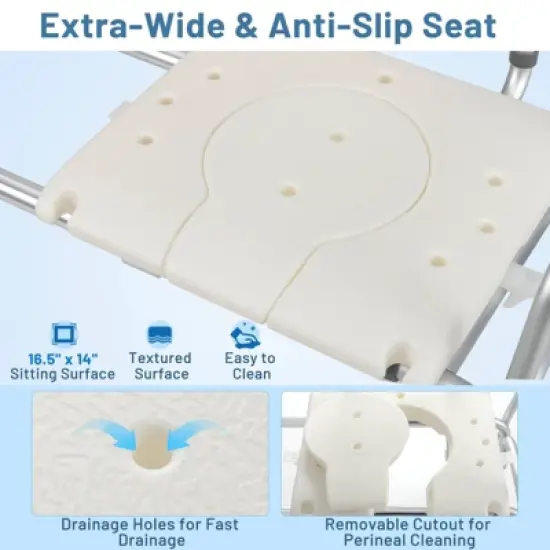 Costway Sliding Tub Transfer Bench with Extra-Wide Seat Backrest for Elderly and Disabled image {9}