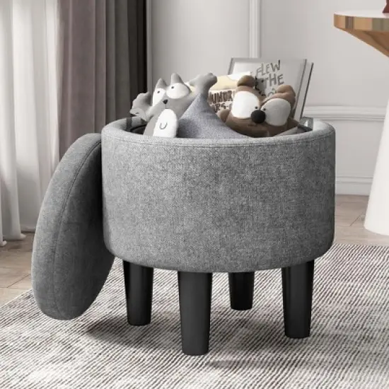 Costway Modern Accent Chair with Ottoman Armchair Barrel Sofa Chair with Footrest Grey image {4}