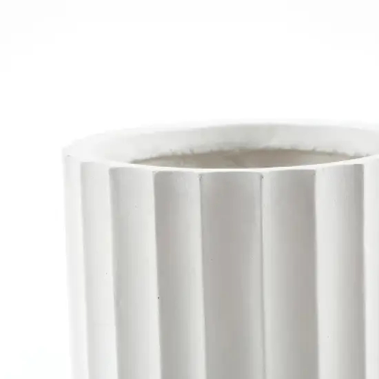 LuxenHome White 19" Tall Round MgO Planter image {2}