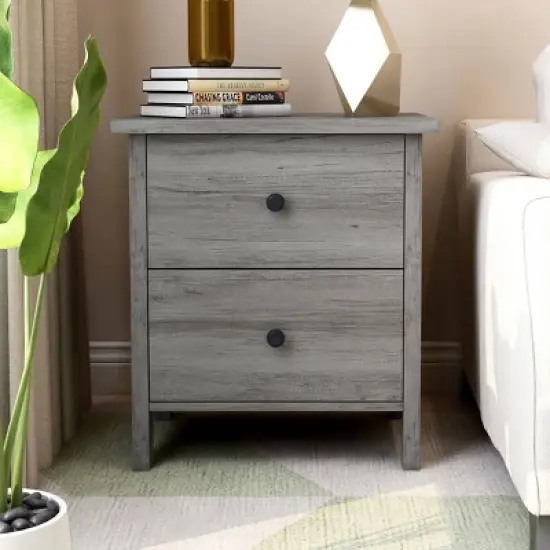 Shelman 2 Drawer Nightstand Vintage Gray - miBasics image {1}