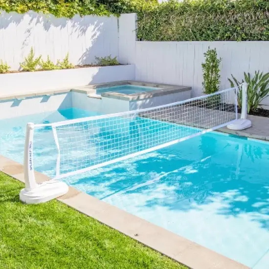 GoSports Splash Net PRO Pool Volleyball Net - Includes 2 Water Volleyballs and Pump - White image {3}