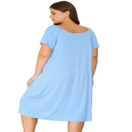 Agnes Orinda Women's Plus Size Knit Sweetheart Neck Short Sleeve Nightgowns image {3}