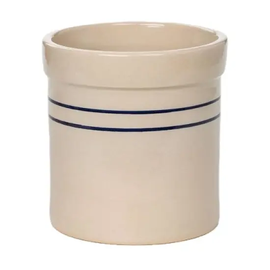 Martinez Pottery Blue Stripe Stoneware Pickling Fermenting Crock .75 Gallon image {4}