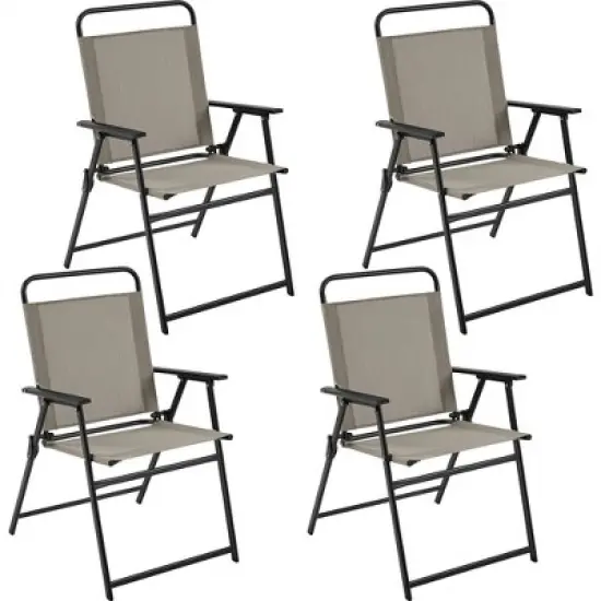 Yaheetech Set of 4 Outdoor Foldable Dining Chairs with Backrest and Armrests image {8}