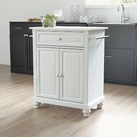Cambridge Stone Top Portable Kitchen Island/Cart White - Crosley image {1}