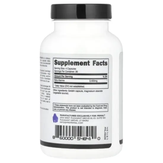 PrePrimal Beta-Alanine, 120 Capsules (850 mg per Capsule) image {1}