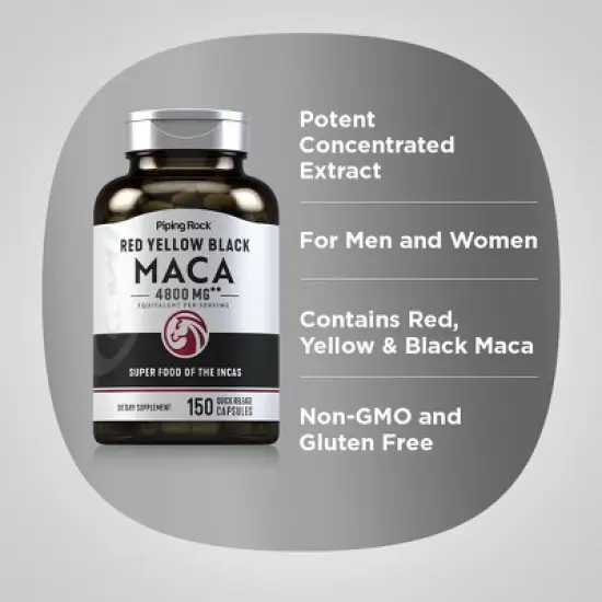 Piping Rock Maca Root Supplement 4800 mg | 150 Capsules image {3}