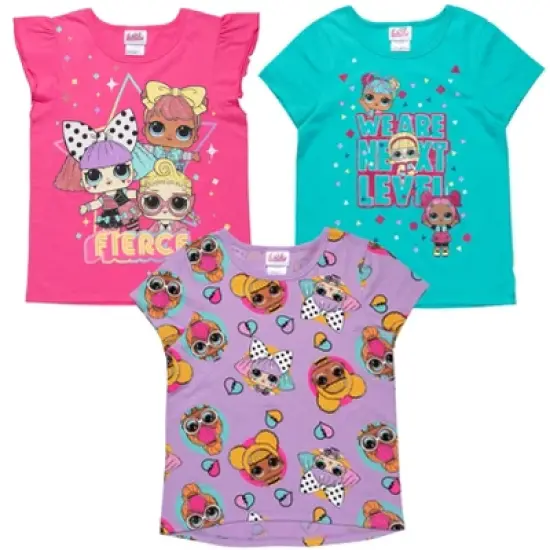 L.O.L. Surprise! Girls 3 Pack Graphic T-Shirts Little Kid to Big Kid image {10}