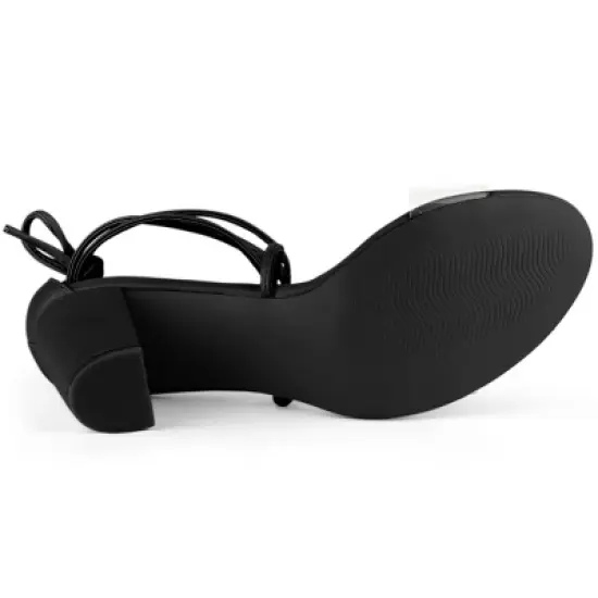 Allegra K Women's Clear Block Heels Lace Up Sandals image {5}