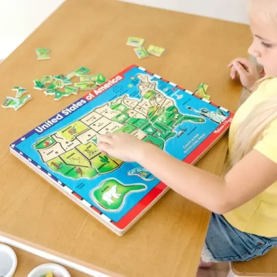 Melissa & Doug USA Map Sound Puzzle - Wooden Peg Puzzle With Sound Effects (40pc) image {1}