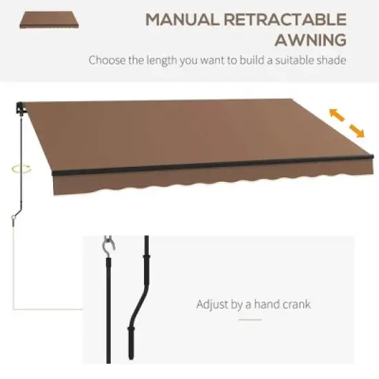 Resenkos Patio Awning, Outdoor Sun Shade Shelter Cover Awnings,12' x 10' Retractable Awning, 280gsm UV Resistant Sunshade Shelter, Coffee image {4}