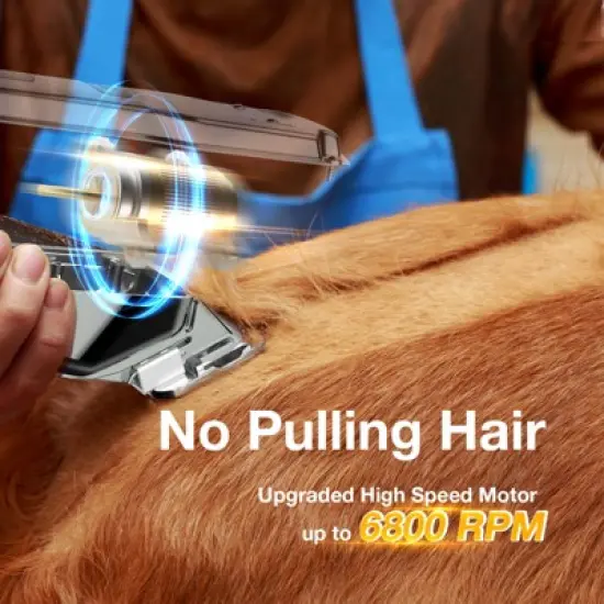 Oneisall RFC-676 Cordless Dog Clippers - Low Noise, Waterproof, for Thick Coats w/ Stainless Steel Blade image {7}