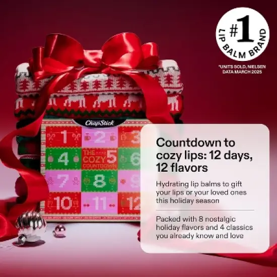 ChapStick Cozy Countdown Holiday Lip Balms 12-Pack, Advent Calendar image {1}
