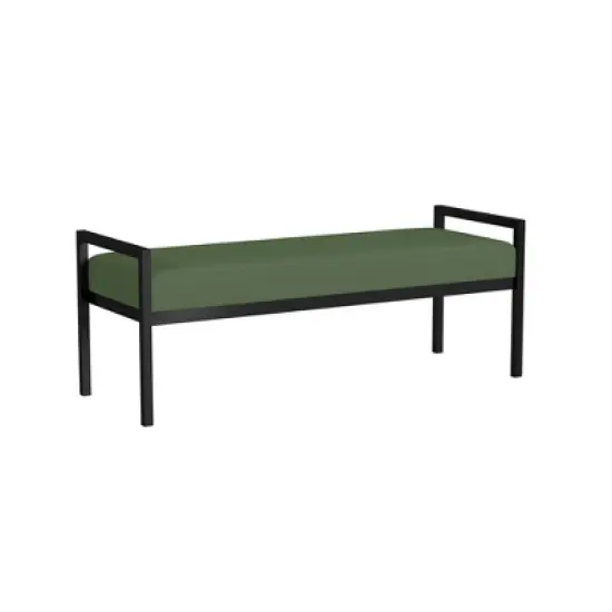 Modern Metal Bench Loden Green Velvet - HomePop image {1}