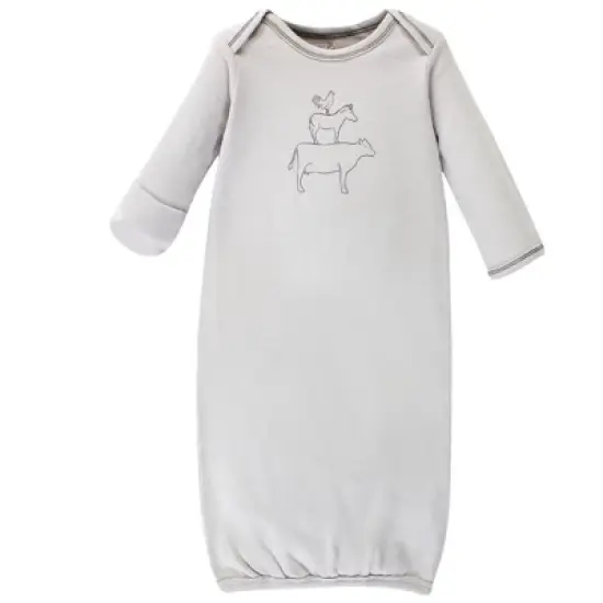 Touched by Nature Baby Organic Cotton Long-Sleeve Gowns 3pk, Farm Friends, 0-6 Months image {3}