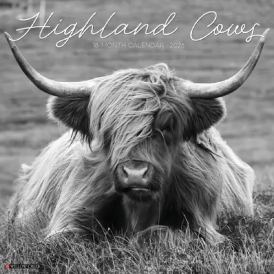 Willow Creek Press 2026 Highland Cows Black and White Wall Calendar image {5}