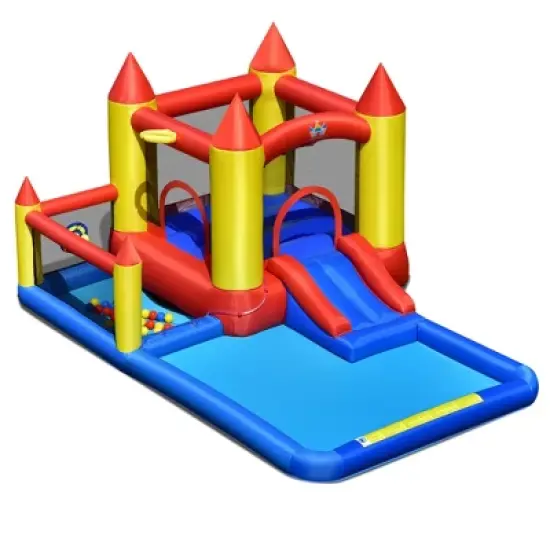 Costway Inflatable Water Slide Castle Kids Bounce House Indoor & Outdoor without Blower image {9}