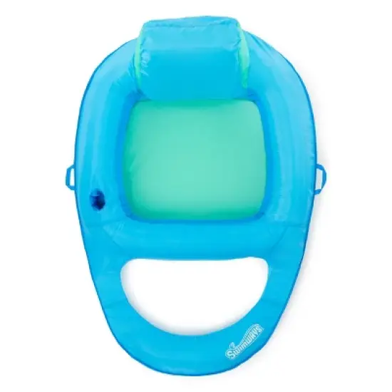 SwimWays Spring Float Premium Recliner Pool Lounger with Hyper-Flate Valve, Inflatable Pool Float, Blue image {2}