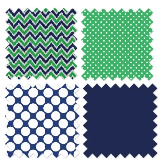 Bacati - Mix n Match Chevron/Dots Crib Rail Guard Covers set of 2 Navy/Green image {4}