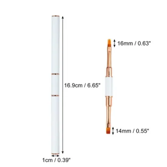 Unique Bargains Home DIY Manicure Double-Ended Nail Art Brush Lace Brush Gel Polish Nail Art Design Pen Paint Tools White 1 Pc image {3}