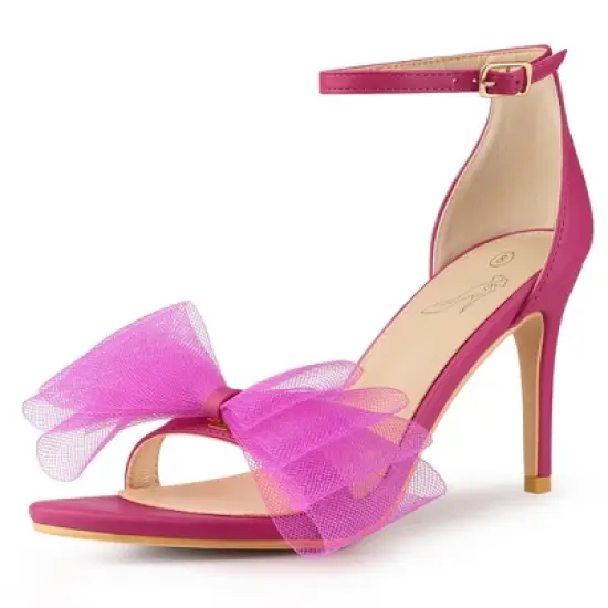 Perphy Women's Open Toe Ankle Strap Bow Tie High Heels Stiletto image {9}