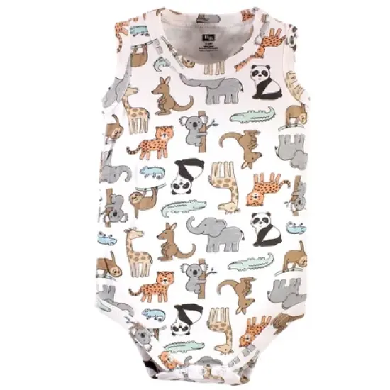 Hudson Baby Infant Boy Cotton Sleeveless Bodysuits, Zoo Animals image {6}