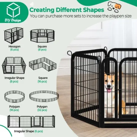 Yaheetech 6 Panels Dog Playpen Panels Metal Pet Playpen, Black image {3}