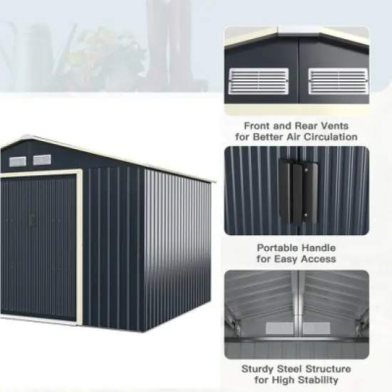 Costway Outdoor Tool Storage Shed Large Utility Storage House w/ Sliding Door image {7}