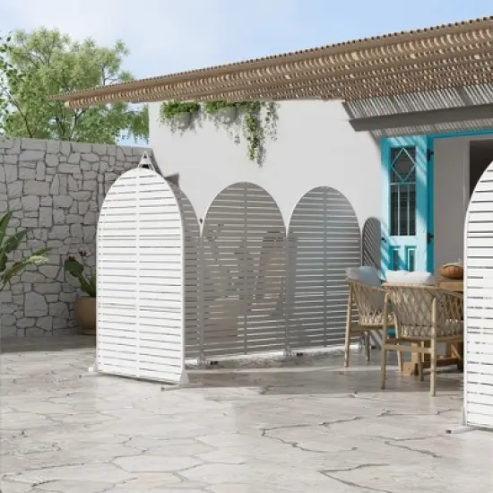 Lirago 72 in. Galvanized Metal Outdoor Privacy Screens Garden Outdoor Fence White image {2}