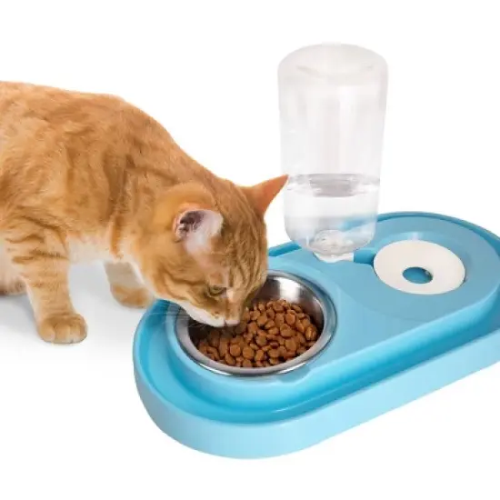 Dog & Cat Food and Water Dispenser Set, Double Dog & Cat Bowls with Steel Bowl, Pet Refillable Water Bowl image {5}
