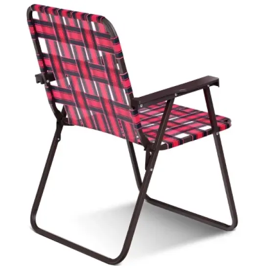 Costway 6pcs Folding Beach Chair Camping Lawn Webbing Chair Lightweight 1 Position Red image {5}