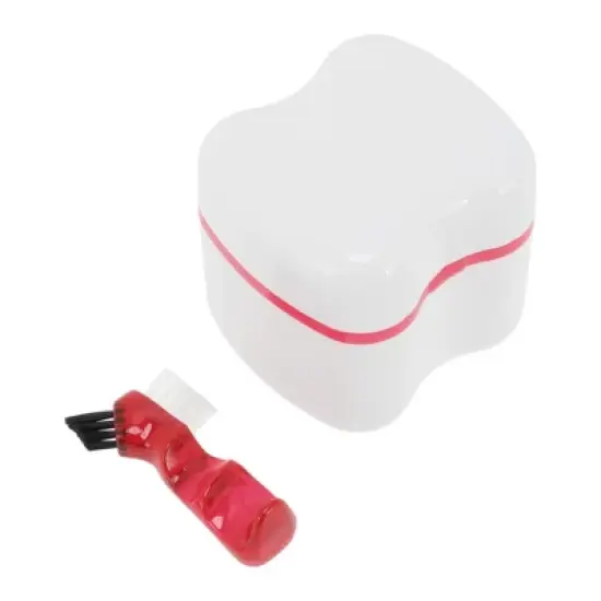 Unique Bargains Denture Bath Case Cup with Denture Cleaner Brush 1 Set image {7}